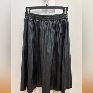Blank NYC Black A-Line pleated leather Skirt new